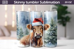 Christmas Tumbler Sublimation | Highland Cow Skinny Tumbler Product Image 1