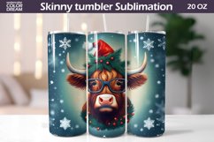Christmas Tumbler Sublimation | Highland Cow Skinny Tumbler Product Image 1