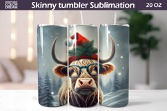 Christmas Tumbler Sublimation | Highland Cow Skinny Tumbler Product Image 1