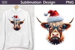 Christmas Highland Cow Clipart | Cow Sublimation PNG Product Image 1