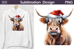 Christmas Highland Cow Clipart | Cow Sublimation PNG Product Image 1