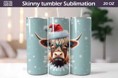Christmas Tumbler Sublimation | Highland Cow Skinny Tumbler Product Image 1