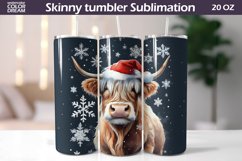 Christmas Tumbler Sublimation | Highland Cow Skinny Tumbler Product Image 1