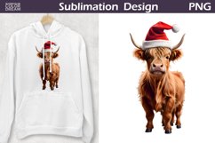 Christmas Highland Cow Clipart | Cow Sublimation PNG Product Image 1