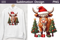 Christmas Highland Cow Clipart | Cow Sublimation PNG Product Image 1