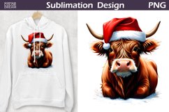 Christmas Highland Cow Clipart | Cow Sublimation PNG Product Image 1