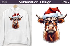 Christmas Highland Cow Clipart | Cow Sublimation PNG Product Image 1
