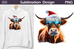 Christmas Highland Cow Clipart | Cow Sublimation PNG Product Image 1