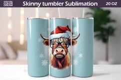 Christmas Tumbler Sublimation | Highland Cow Skinny Tumbler Product Image 1