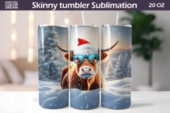 Christmas Tumbler Sublimation | Highland Cow Skinny Tumbler Product Image 1