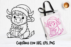 Cute Christmas highland cow SVG design | Christmas SVG Product Image 1