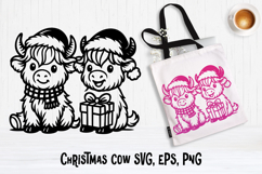 Cute Christmas highland cow SVG design | Christmas SVG Product Image 1