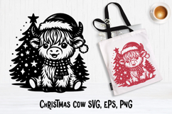 Cute Christmas highland cow SVG design | Christmas SVG Product Image 1
