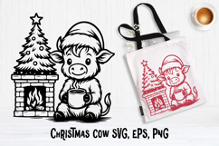 Cute Christmas highland cow SVG design | Christmas SVG Product Image 1