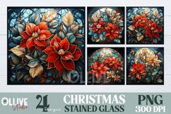Stained Glass Christmas Flowers Sublimation Bundle Product Image 1