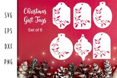 Christmas Gift Tags SVG - Holly & Berries Product Image 1