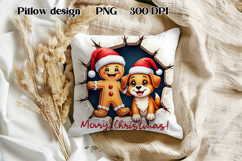 Christmas Cute Gingerbread Man Pillow Sublimation Product Image 1