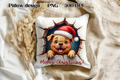 Christmas Cute Dog Pillow Sublimation Design Product Image 1