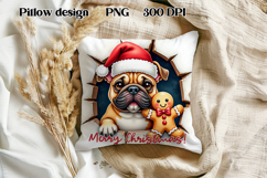 Christmas Cute Dog Pillow Sublimation Design Product Image 1