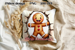 Christmas Cute Gingerbread Man Pillow Sublimation Product Image 1