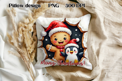 Christmas Cute Gingerbread Man Pillow Sublimation Product Image 1
