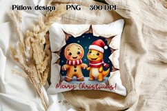 Christmas Cute Gingerbread Man Pillow Sublimation Product Image 1