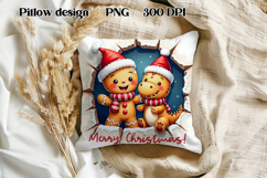 Christmas Cute Gingerbread Man Pillow Sublimation Product Image 1
