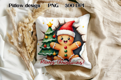 Christmas Cute Gingerbread Man Pillow Sublimation Product Image 1