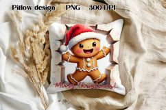 Christmas Cute Gingerbread Man Pillow Sublimation Product Image 1