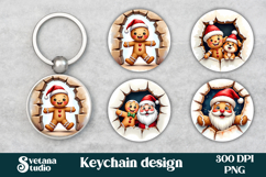 Cute gingerbread man keychain | Christmas keychain PNG Product Image 1