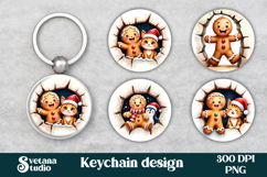 Cute gingerbread man keychain | Christmas keychain PNG Product Image 1