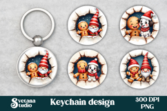 Cute gingerbread man keychain | Christmas keychain PNG Product Image 1