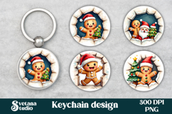 Cute gingerbread man keychain | Christmas keychain PNG Product Image 1