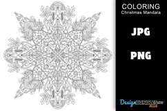 Christmas Mandala Coloring Page - Christmas Birds & Trees Product Image 1