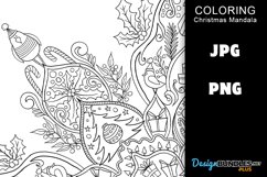 Christmas Mandala Coloring Page - Christmas Birds & Trees Product Image 2