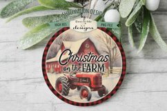 Christmas on the Farm Round Sublimation Design | Red Tractor Product Image 4