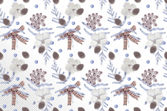 Christmas Seamless Floral Pattern with Cones and Cotton Product Image 1