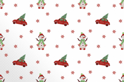 Christmas Seamless Pattern with Snowman and Car PNG Product Image 1