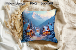 Christmas city pillow sublimation | Christmas PNG design Product Image 1