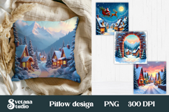 Christmas city pillow sublimation | Christmas PNG design Product Image 1