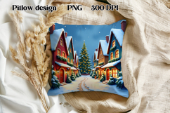 Christmas city pillow sublimation | Christmas PNG design Product Image 1