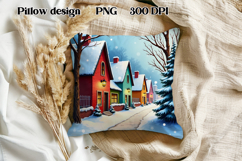 Christmas city pillow sublimation | Christmas PNG design Product Image 1