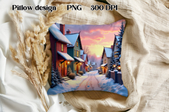Christmas city pillow sublimation | Christmas PNG design Product Image 1