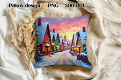 Christmas city pillow sublimation | Christmas PNG design Product Image 1