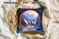 Christmas city pillow sublimation | Christmas PNG design Product Image 1