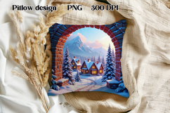 Christmas city pillow sublimation | Christmas PNG design Product Image 1