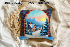 Christmas city pillow sublimation | Christmas PNG design Product Image 1
