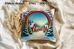 Christmas city pillow sublimation | Christmas PNG design Product Image 1