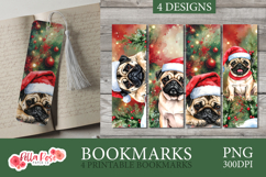 Christmas Pugs | Christmas Printable Bookmarks Product Image 1