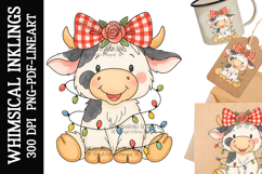 Christmas Rosie-Cow Sublimation Clipart Product Image 1